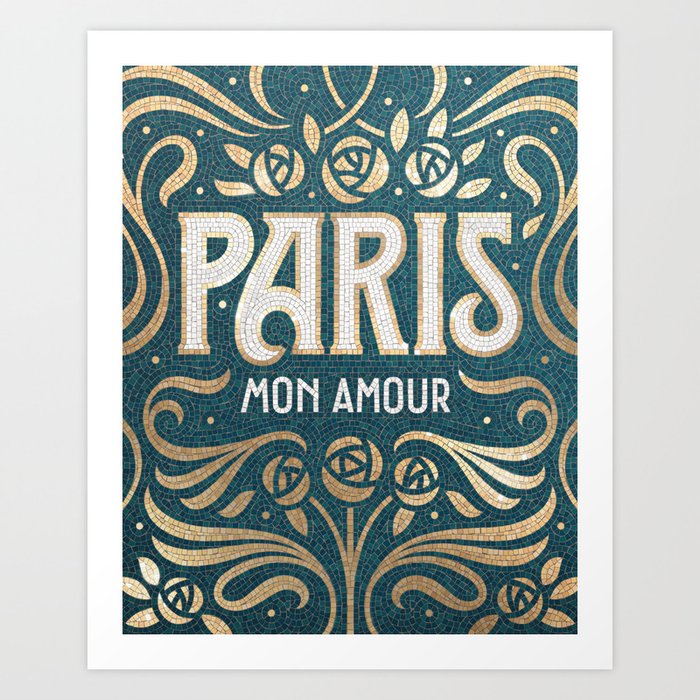 Paris (teal) Art Print