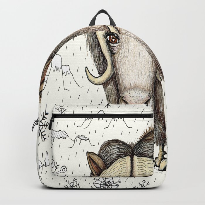 Chinese horoscope / zodiac, Year of the Ox:  The Beautiful Musk Ox with snow and mountains Backpack