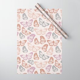 Orange & Pink Butterfly Pattern Wrapping Paper