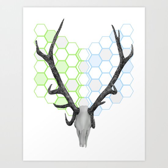 Stag Skull Art Print