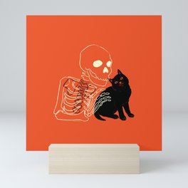 Skeleton and Cat Mini Art Print
