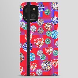 Fields of gems, diamonds, and diamond hearts iPhone Wallet Case