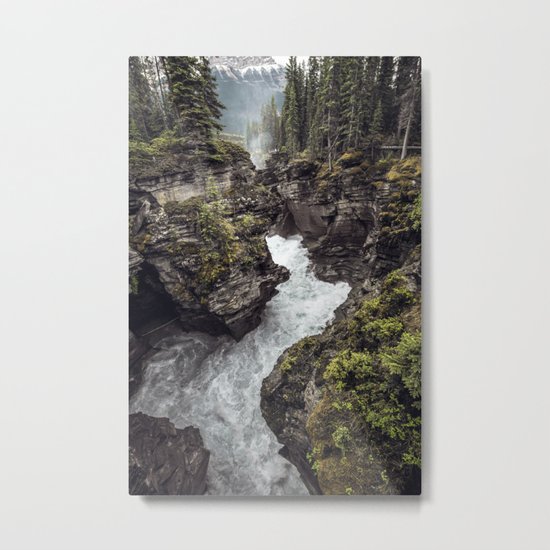 Athabasca Falls Turbulent River Metal Print