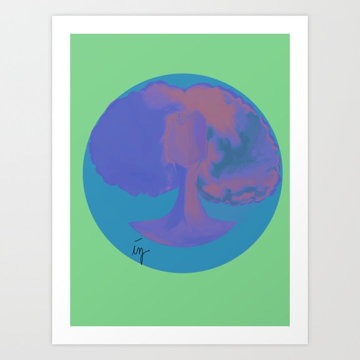 Psychedelic Fro - Lime Blueberry Art Print