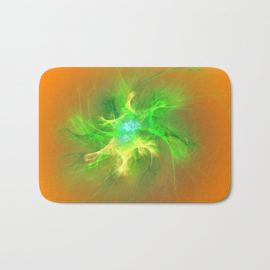 Green Burst Fractal Bath Mat