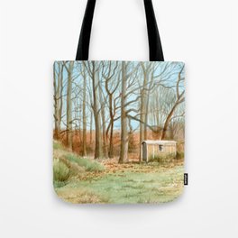 Trailer at forest edge Tote Bag