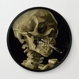 Vincent van Gogh - Skull of a Skeleton with Burning Cigarette Wall Clock | Oil, Expressionism, Oilart, Scary, Painting, Vangogh, Joke, Bones, Cigarette, Smoke 