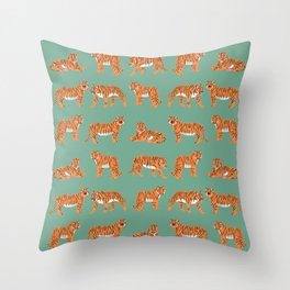 Year of the Tiger Orange and Green Throw Pillow