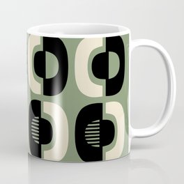Retro Mid Century Modern Pattern 114 Black and Sage Green Coffee Mug