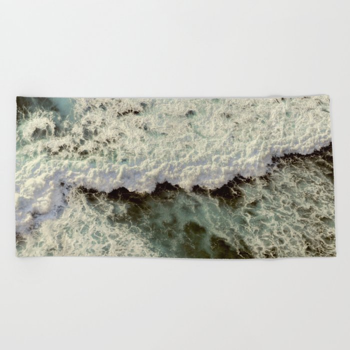 Massive Stormy Ocean Waves  Beach Towel