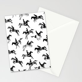 Watercolor Showjumping Horses (Black) Stationery Card
