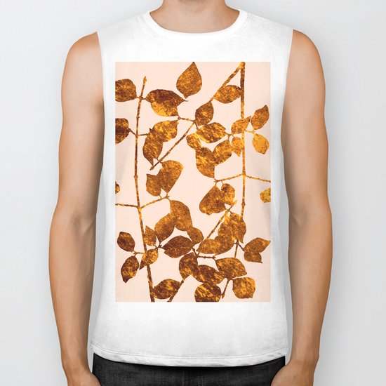 fall golden leaves Biker Tank