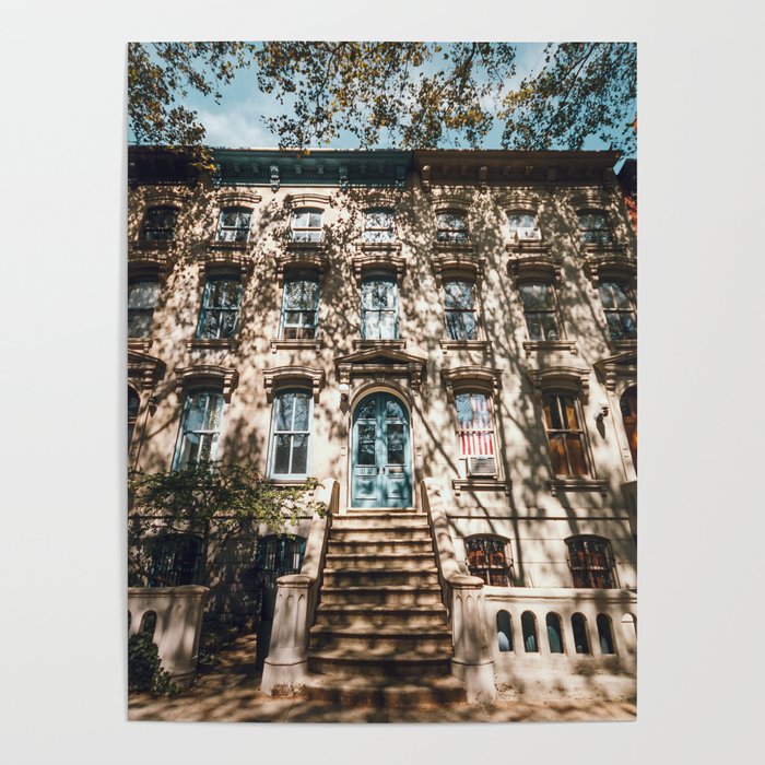 Blue front door of New York appartment | Typical NYC house | Travel cityscape photography Poster