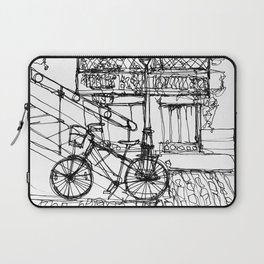 Bicycle in Montmartre, France, A Continous Line Drawing Laptop Sleeve