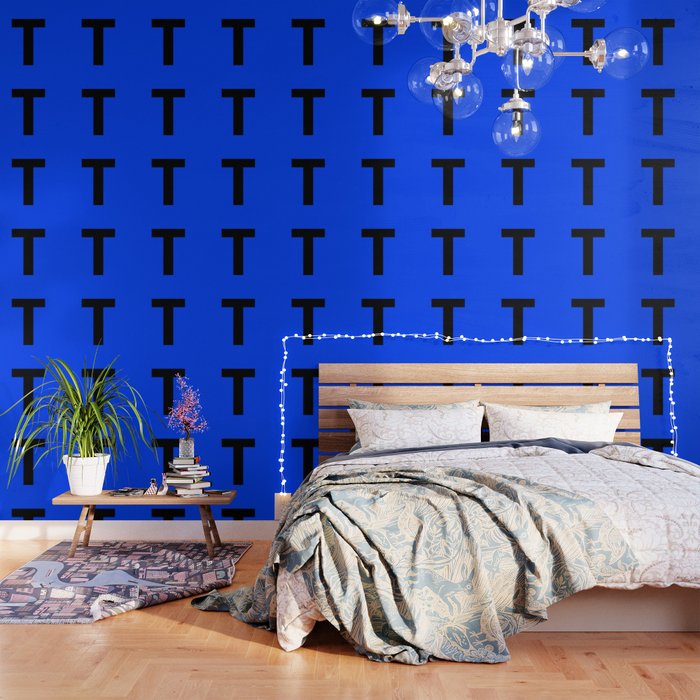 Letter T (Black & Blue) Wallpaper