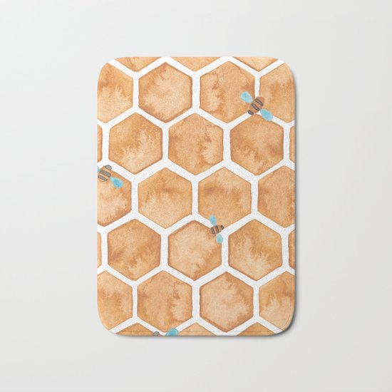 Honey Bee Hexagons Bath Mat