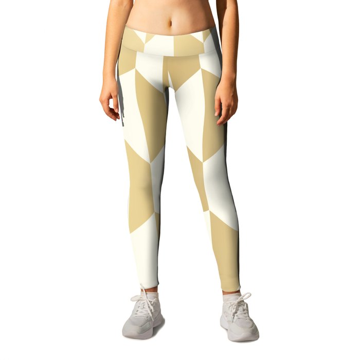 Ivory and Gold Hex Tile  Leggings
