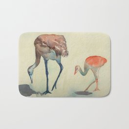 Spring Cranes Bath Mat | Watercolor, Painting, Babycrane, Birds, Sandhillcranes 