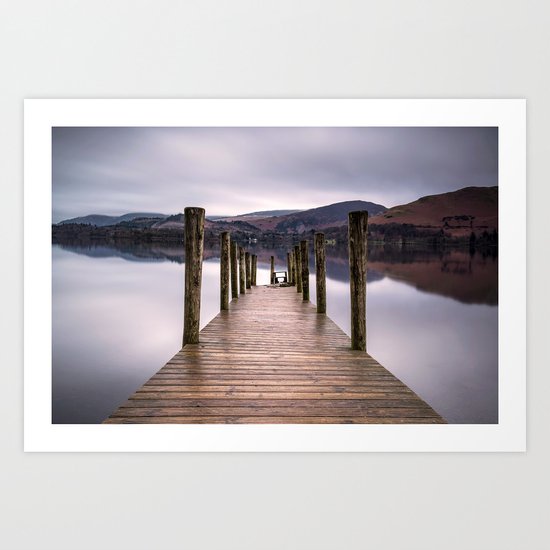 Lake View with Wooden Pier Art Print