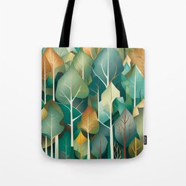 Forest View #2 green teal tangerine cubism Tote Bag