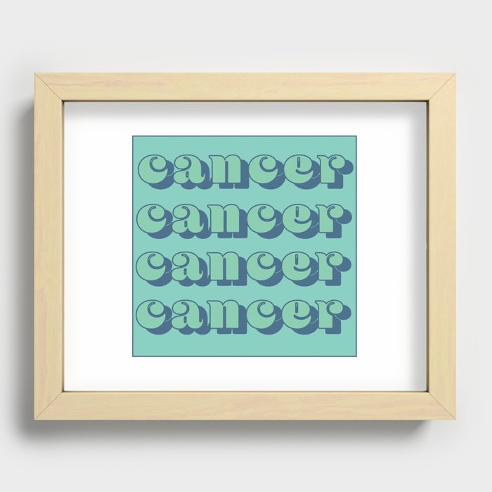 Repeated Blue Cancer Typography Recessed Framed Print