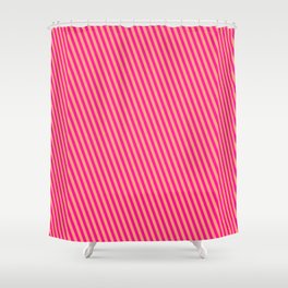 [ Thumbnail: Light Salmon & Deep Pink Colored Stripes/Lines Pattern Shower Curtain ]