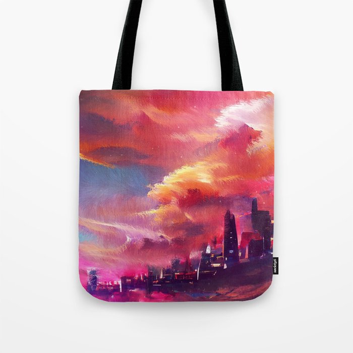 Sunset over the City in the Clouds Tote Bag