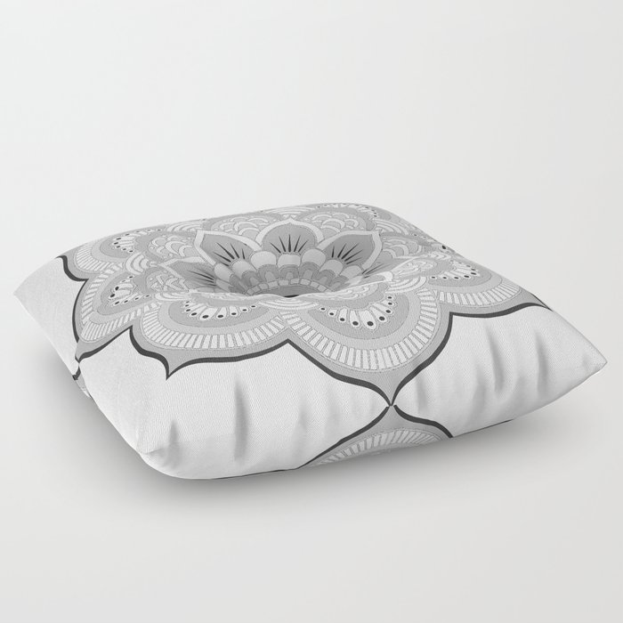 Gray Mandala Floor Pillow