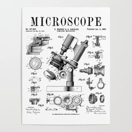 Microscope Biologist Science Vintage Patent Drawing Print Poster