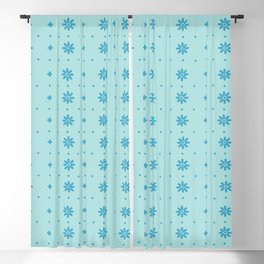Christmas snowflake vector with simple modern blue stitches on light blue background Blackout Curtain