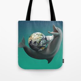 The Dolphin with the planet Earth Tote Bag