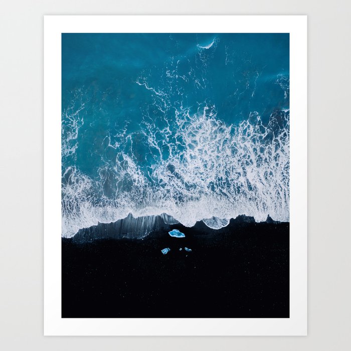 Minimalist Waves On A Beach In Iceland Art Print
