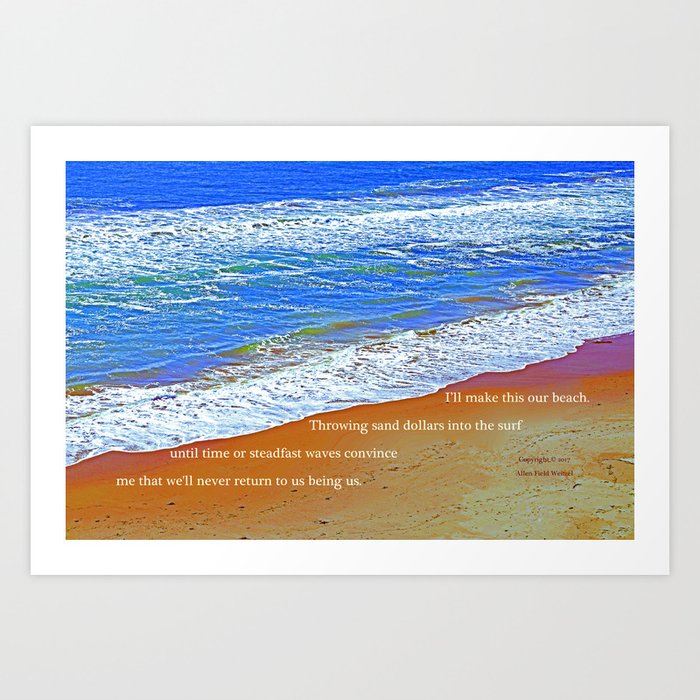Waves Of Rincon Beach 2 With Poem Enduring Ocean Art Print By Allenweitzel