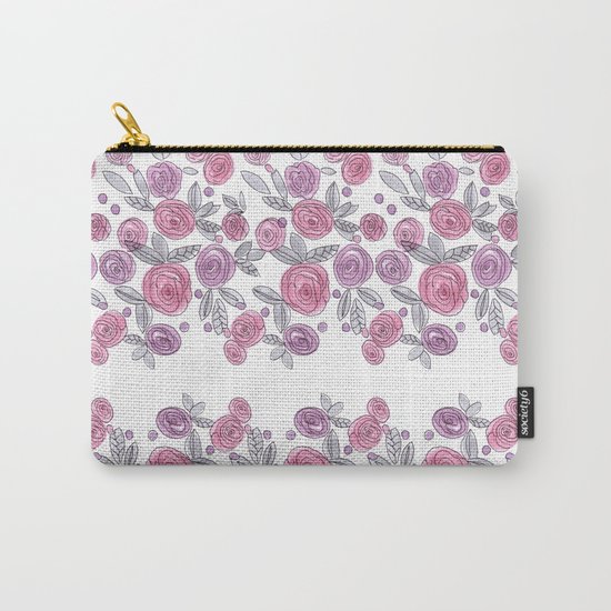 Bouquets of pink roses . Watercolor . Carry-All Pouch