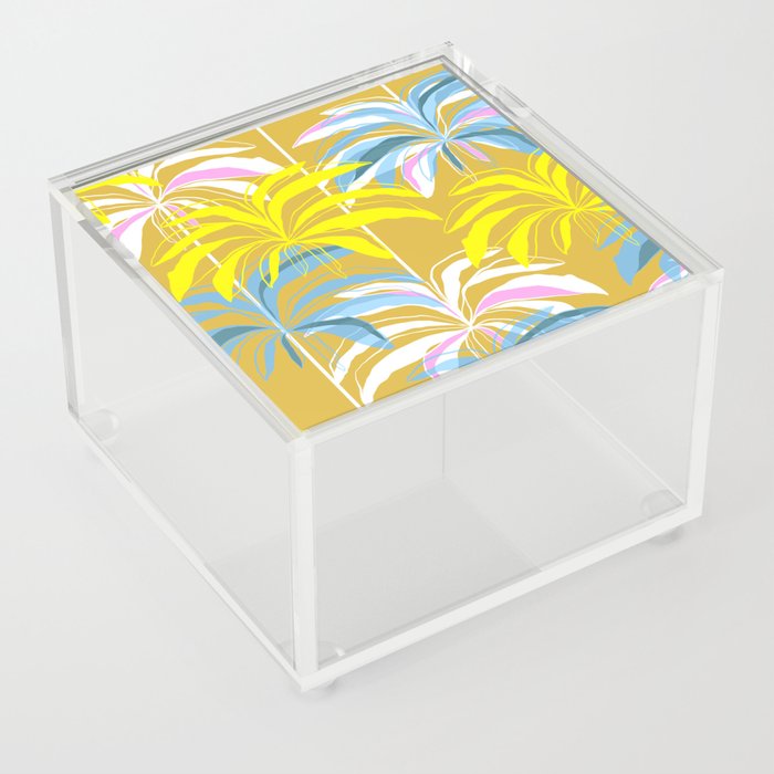 Palm Paradise Pattern - Ochre & blue Acrylic Box