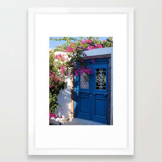 Greek Santorini Doors Framed Art Print by brianraggatt | Society6