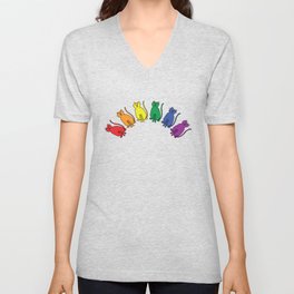 Pride Cat Rainbow  V Neck T Shirt