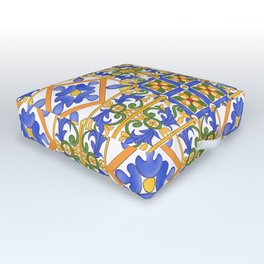 Summer,colourful detailed, Sicilian style art Outdoor Floor Cushion