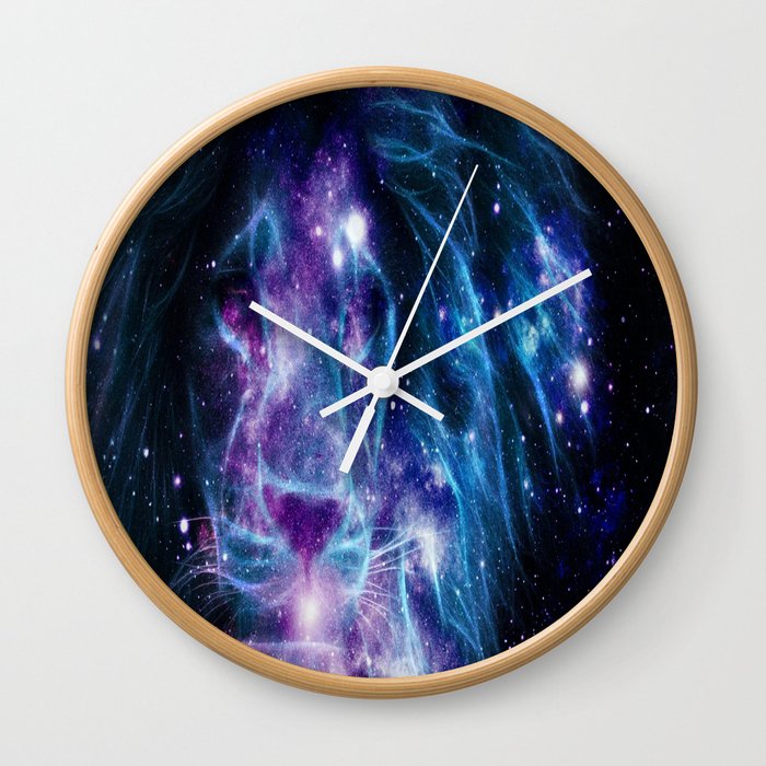 Leo Galaxy Lion : Purple Blue Wall Clock