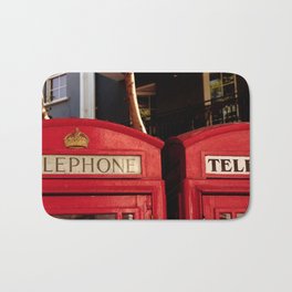 Approaching the roof of two typical English telephone booths. Bath Mat | Phone, Street, Old, Travel, Urban, Symbol, Uk, Booth, Photo, British 