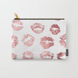 Girly Fashion Lips Rose Gold Lipstick Pattern Carry-All Pouch