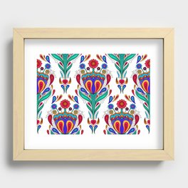 Scandinavian Style Folk Art Flower Pattern Recessed Framed Print