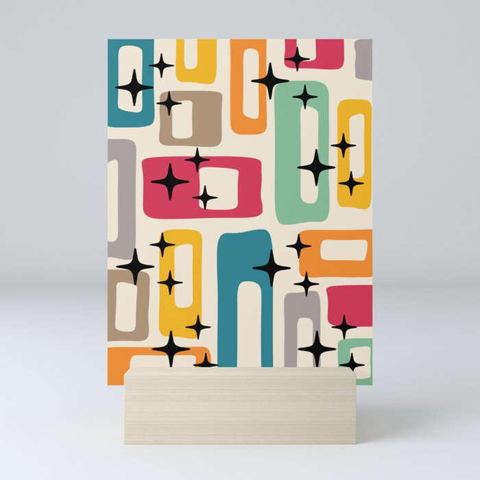 Mid Century Modern Abstract Pattern 242 Mid Mod Googie Mini Art Print