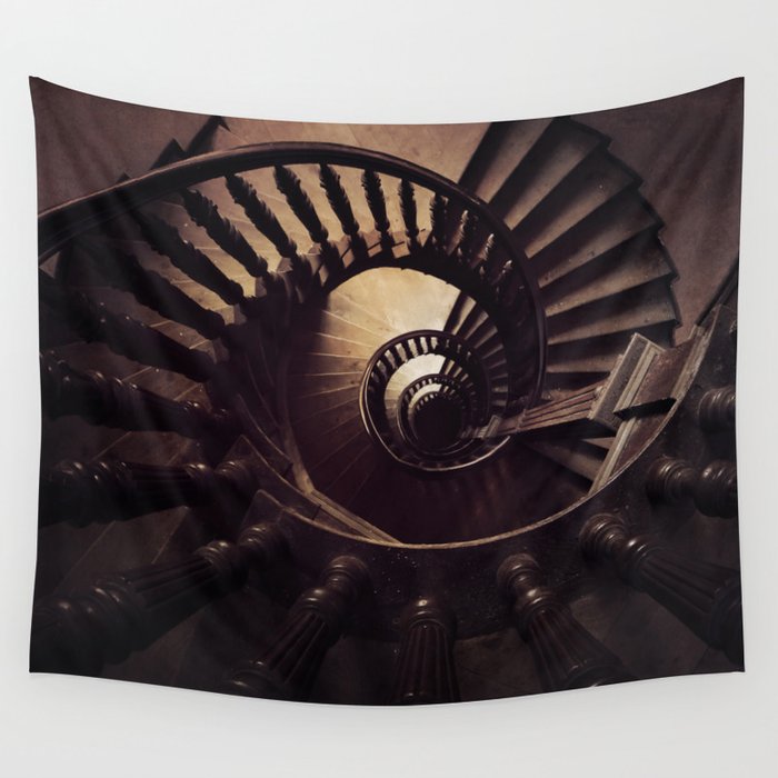 Ornamented spiral staircase in brown tones Wall Tapestry