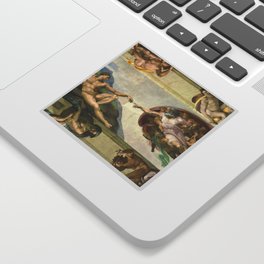 The Creation of Adam Michelangelo Original Fresco Painting Sticker