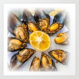 Delicious filled mussels  Art Print