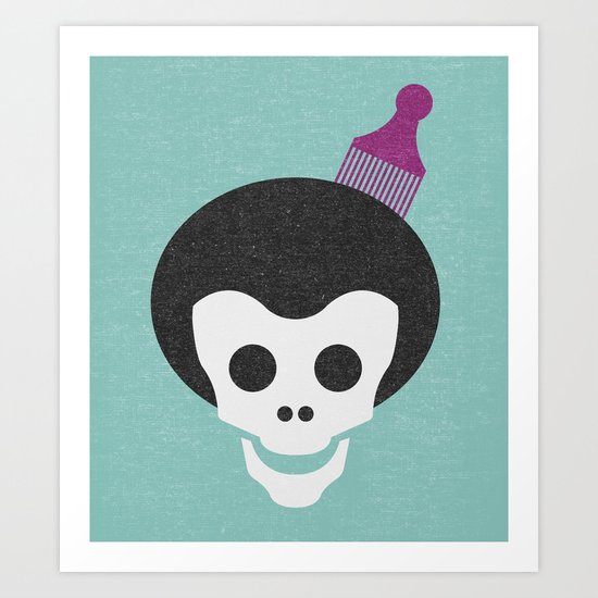 Skull with Fro. Art Print