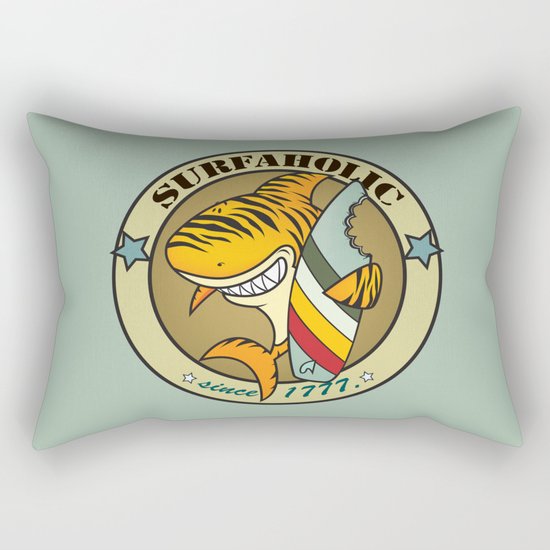 Surfaholic tiger shark Rectangular Pillow