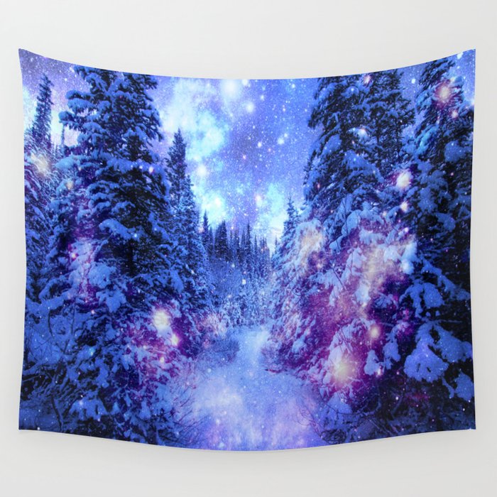 Mystical Snow Winter Forest Wall Tapestry