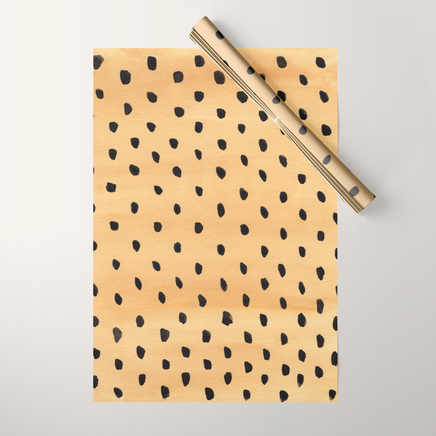 Watercolor Polka Dots On Orange Background Wrapping Paper By
